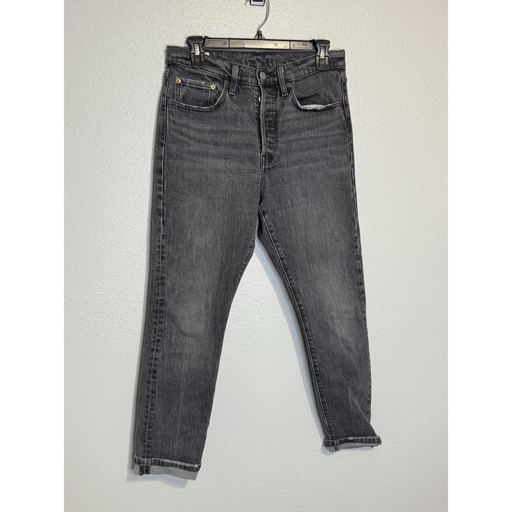 Levi's Premium 501 Women's Black Grey High Rise Button Fly Jeans Denim Size 27